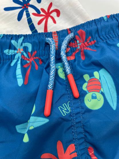 Traje de baño azul y blanco, bebe niño