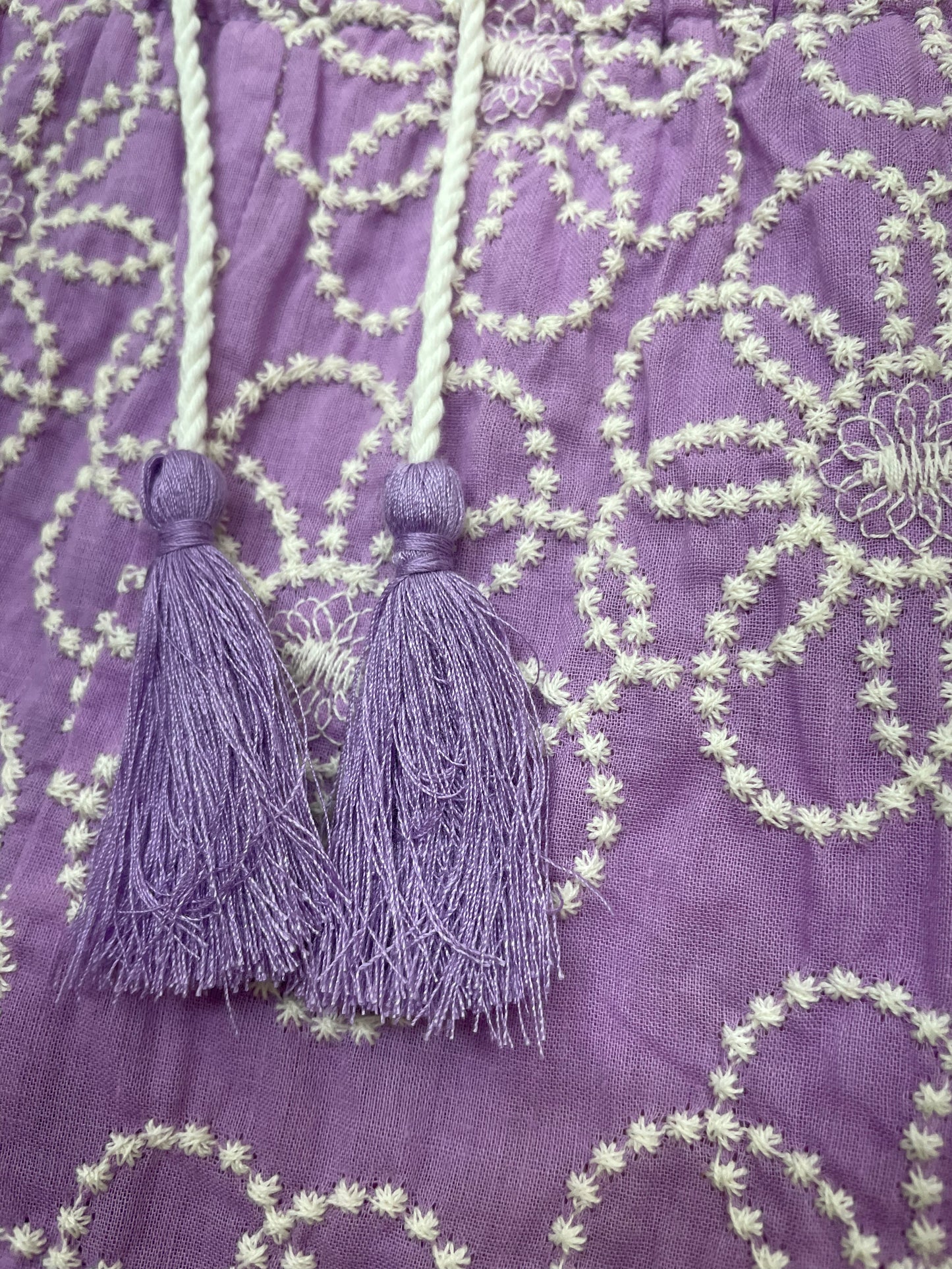 Set blusa crudo Short lila con jareta ponpon