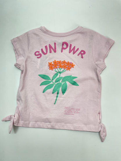 Set blusa lila flor melo con short verde flores