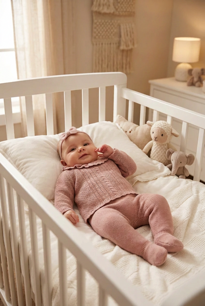 conjunto pañalero rosa palo para bebe