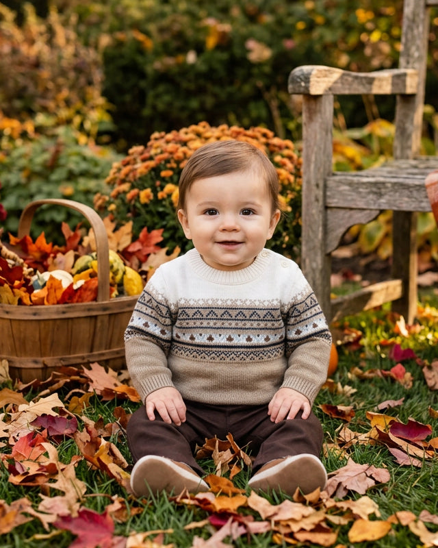 Conjunto jersey y pantalón café para bebe