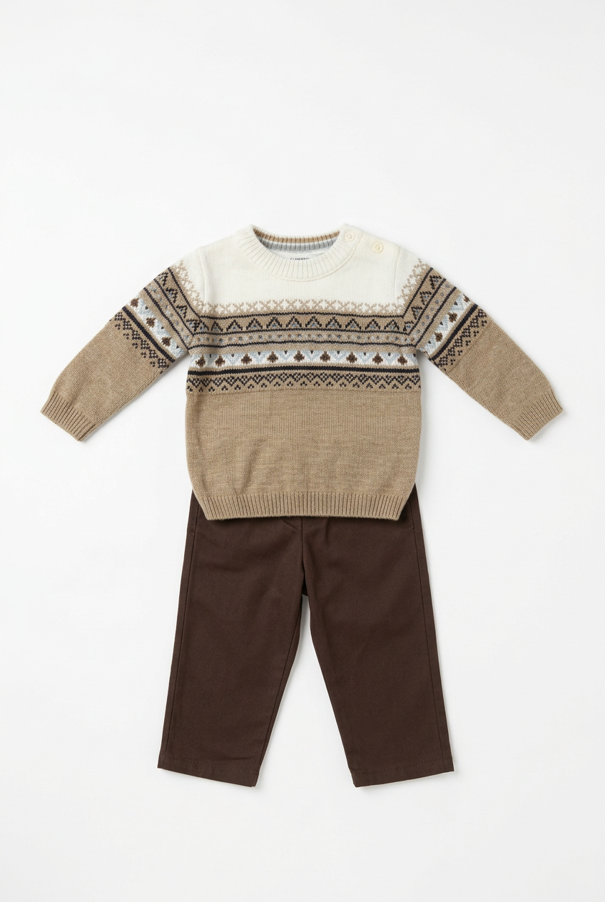 Conjunto jersey y pantalón café para bebe
