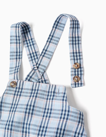 Conjunto body blanco + pañalero cuadros