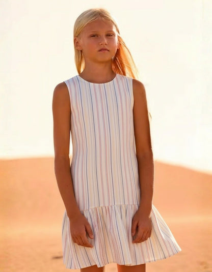 Vestido a rayas verticales blanco