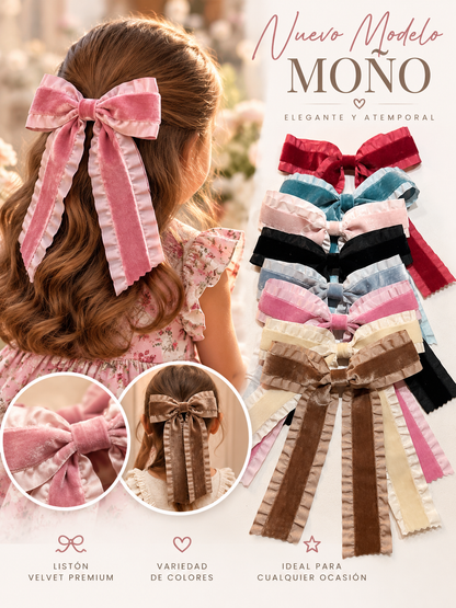 Moño colas olan terciolelo