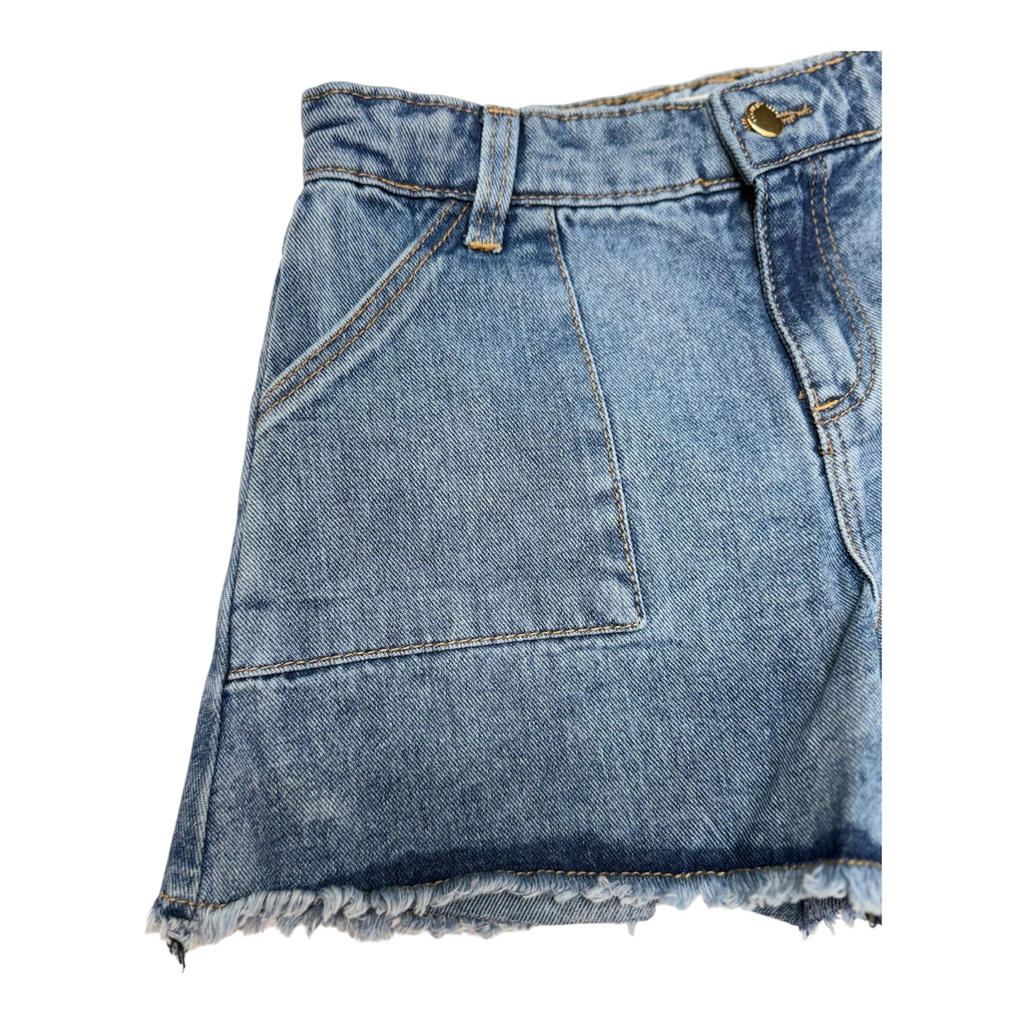 Short Vaquero con Bajos Deshilachados Para Niña, Azul