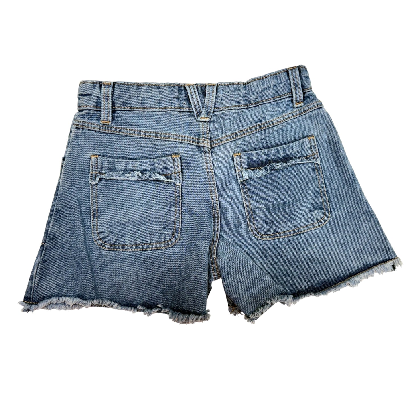 Short Vaquero con Bajos Deshilachados Para Niña, Azul