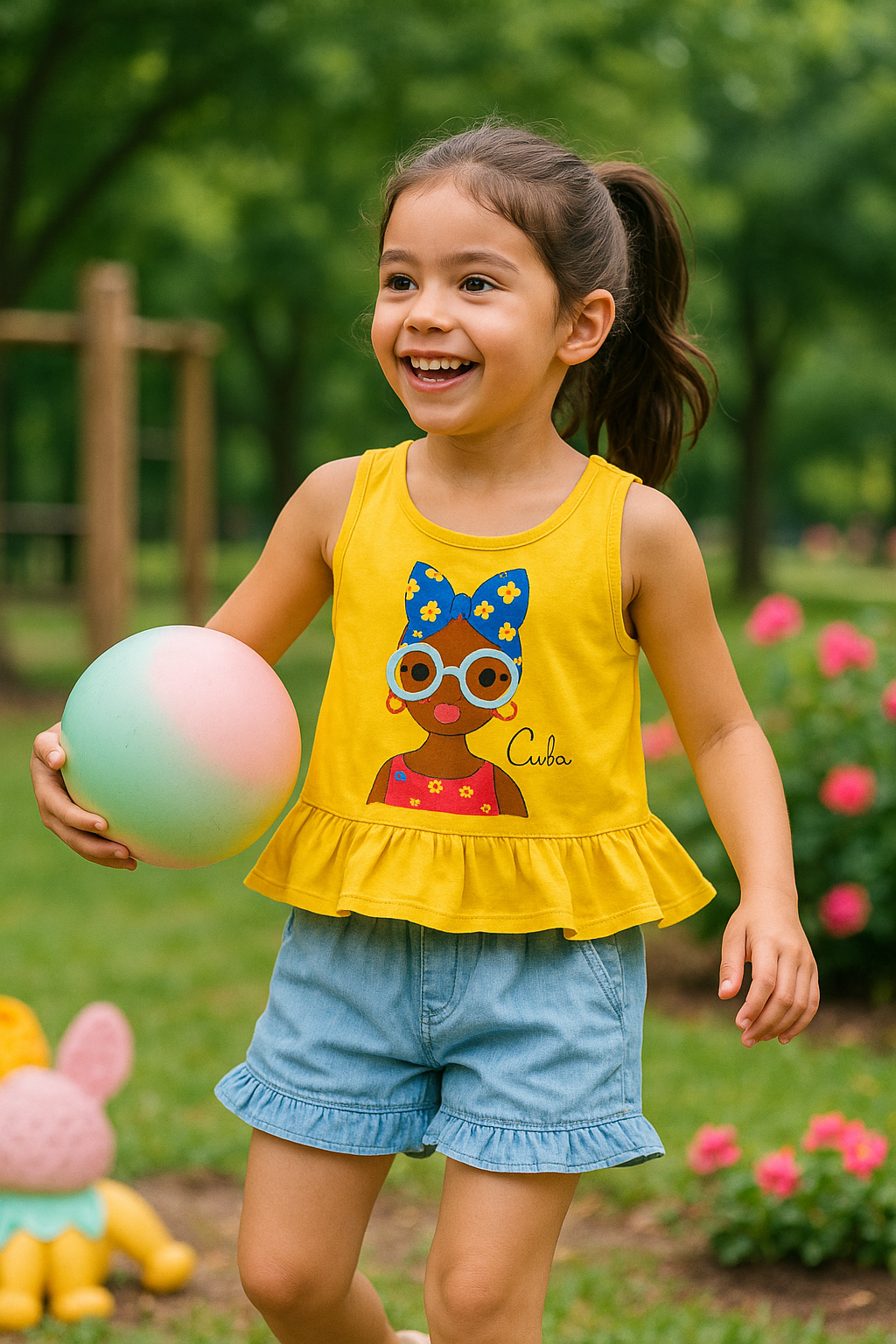 Set Short Denim Blusa Cuba Olan