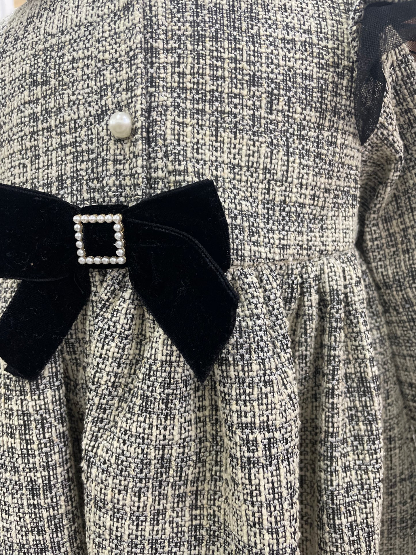 Vestido rosa 2 botones moño en cintura moda española, color negro