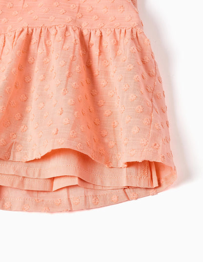 Vestido de algodón con bordado suizo para bebé niña, salmón naranja