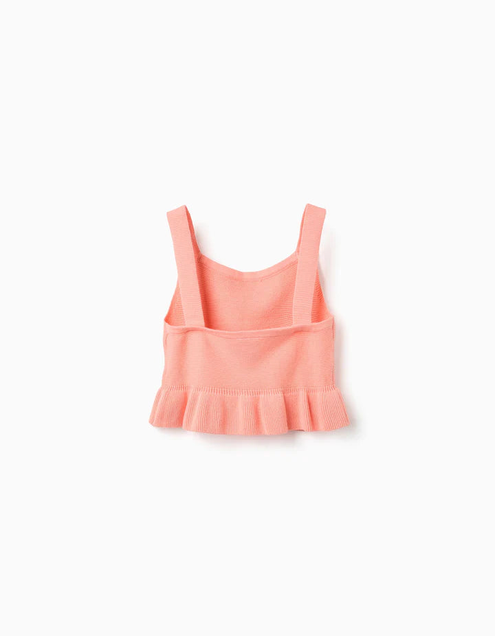 Set blusa melon con olan y short falda denim