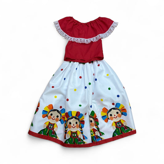 Set adelita falda larga y blusa campesina