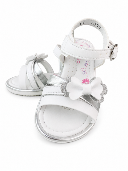 Huarache moño blanco plata