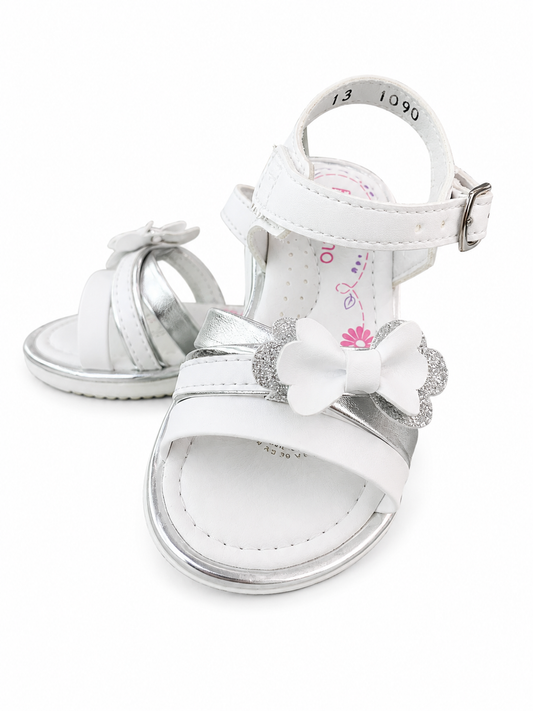 Huarache moño blanco plata