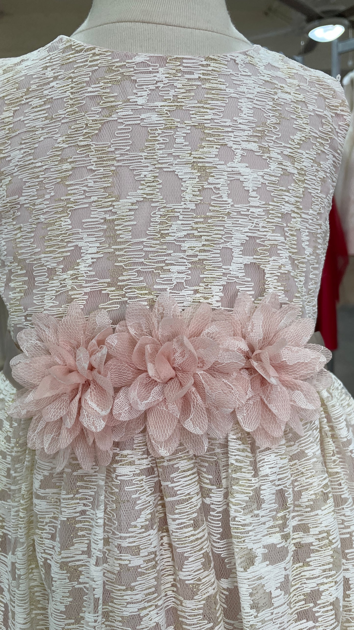 Vestido Ivory Tul Bordado 3 Flores