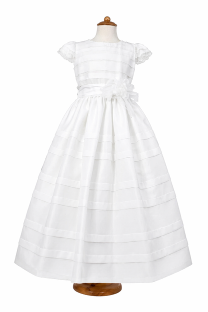 Vestido primera comunión color perla cinto ruffle