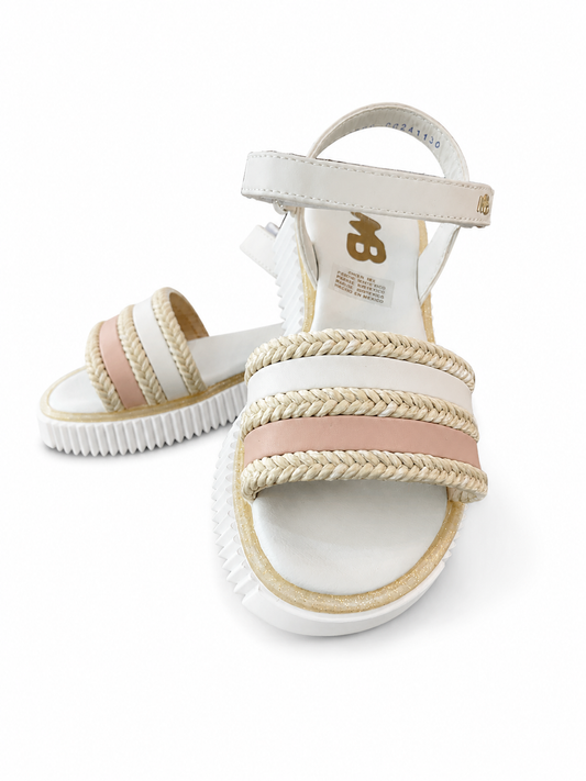 Huarache latte 3 trenzas yute y tira nude