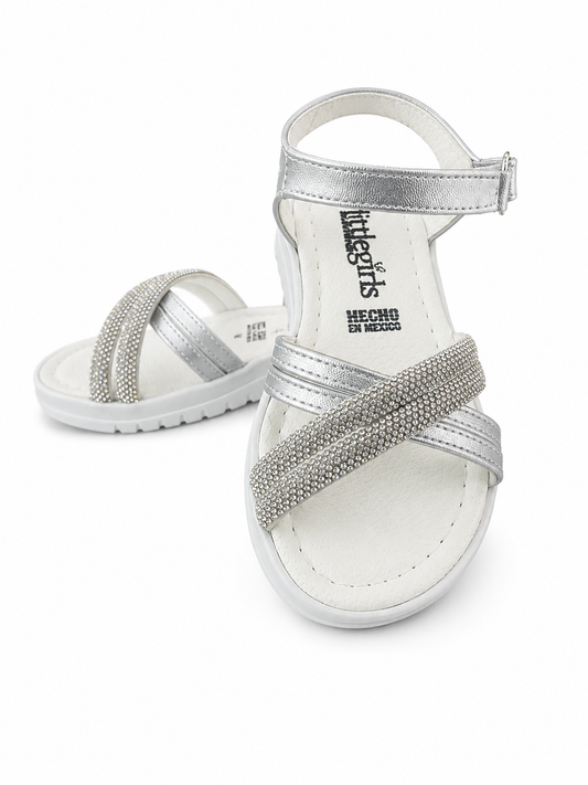 Huarache con tiras  plata