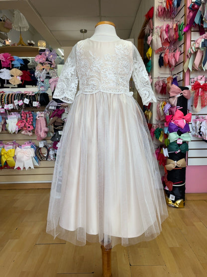 Vestido Champagne Guipiur Ivory manga 3/4