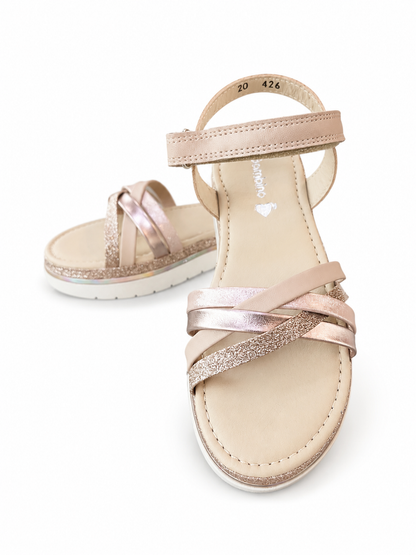 Huarache trenza nude cierre de velcro