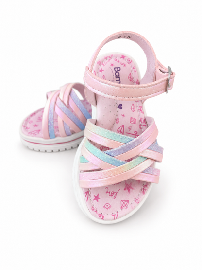 Huarache trenzas tornasol colores pastel