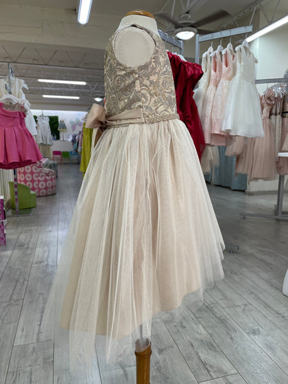 Vestido Mocha talle Brocado cinto cristales