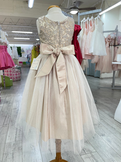 Vestido Mocha talle Brocado cinto cristales