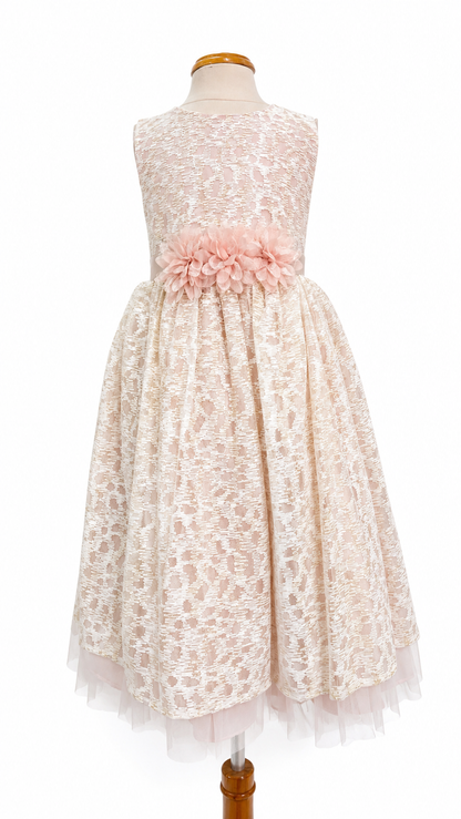 Vestido Ivory Tul Bordado 3 Flores