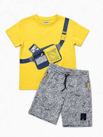 Set Camiseta Sol Prin 3d Bolsa y Bermuda Dust Emojis