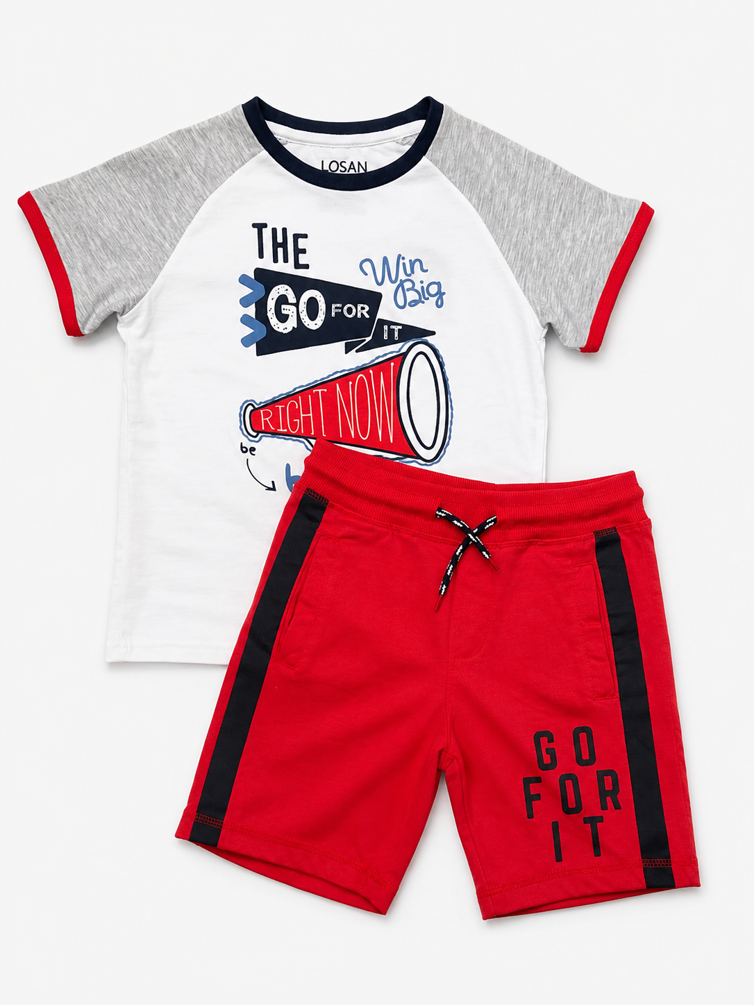Set Camiseta Blanca Short Bermuda Sandia