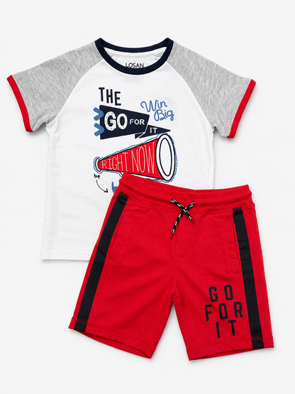 Set Camiseta Blanca Short Bermuda Sandia