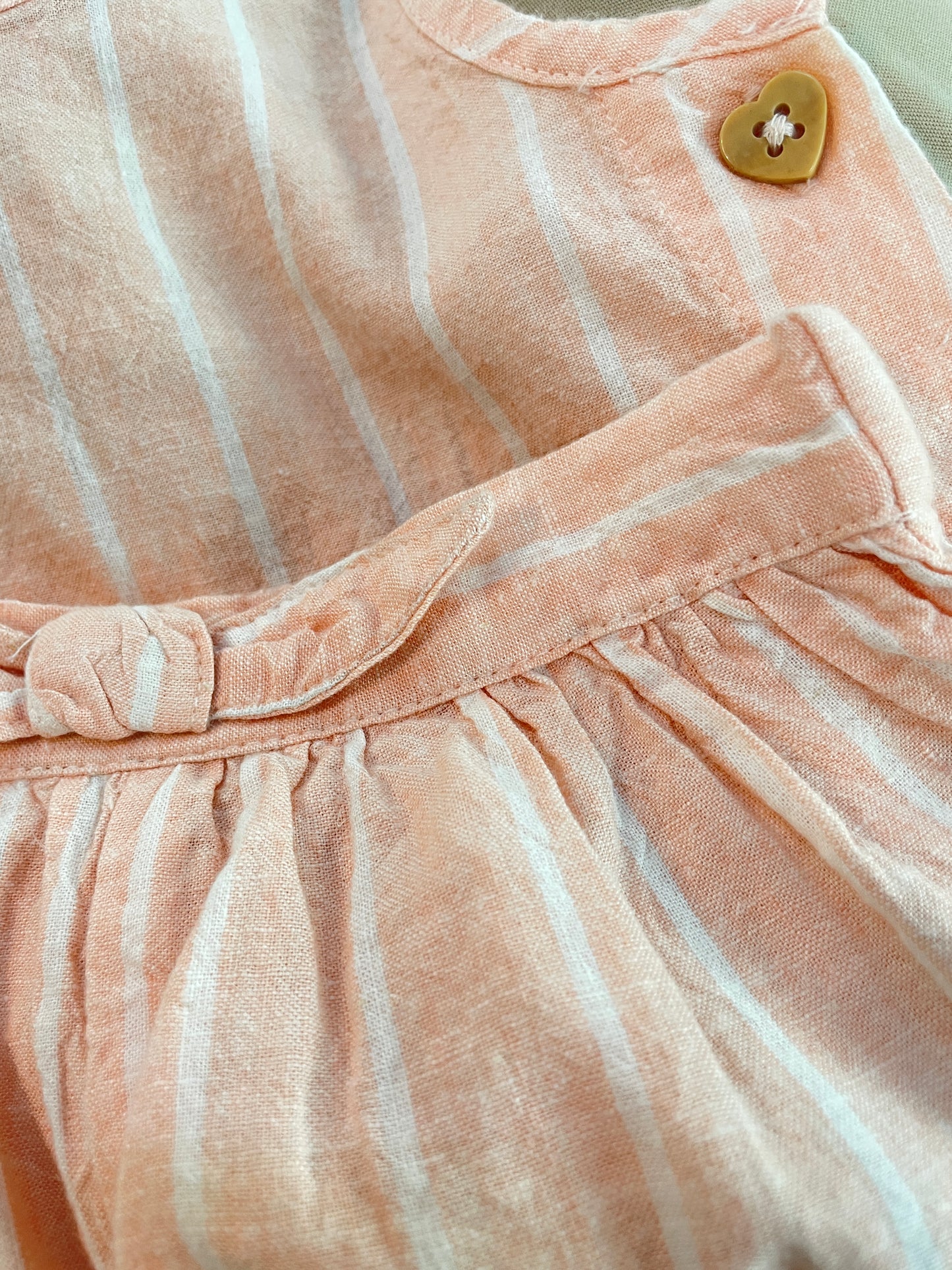 Conjunto 2 piezas Short y Blusa a Rayas Melón para Bebe