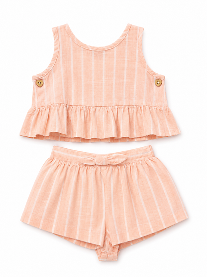 Conjunto 2 piezas Short y Blusa a Rayas Melón para Bebe
