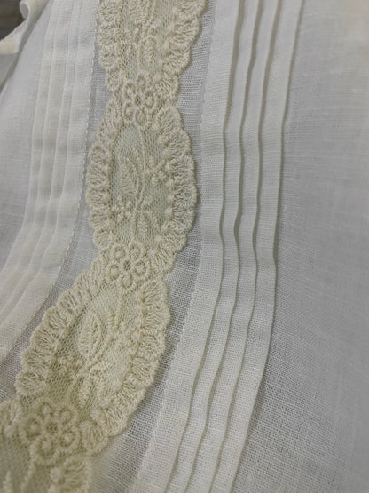 Conjunto Lino Blusa Cuello Encaje Manga Volada