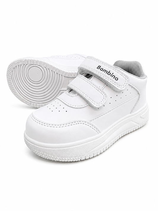 Teni Escolar Blanco, Doble velcro, unisex