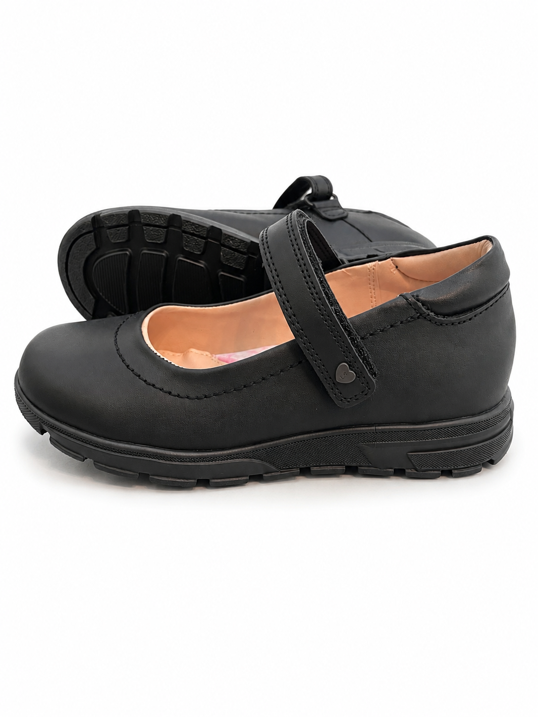 Zapato Escolar Negro para Niña con Cierre de Velcro
