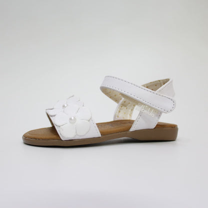 huarache color blanco con flores perla calada