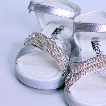 Huarache con tiras  plata