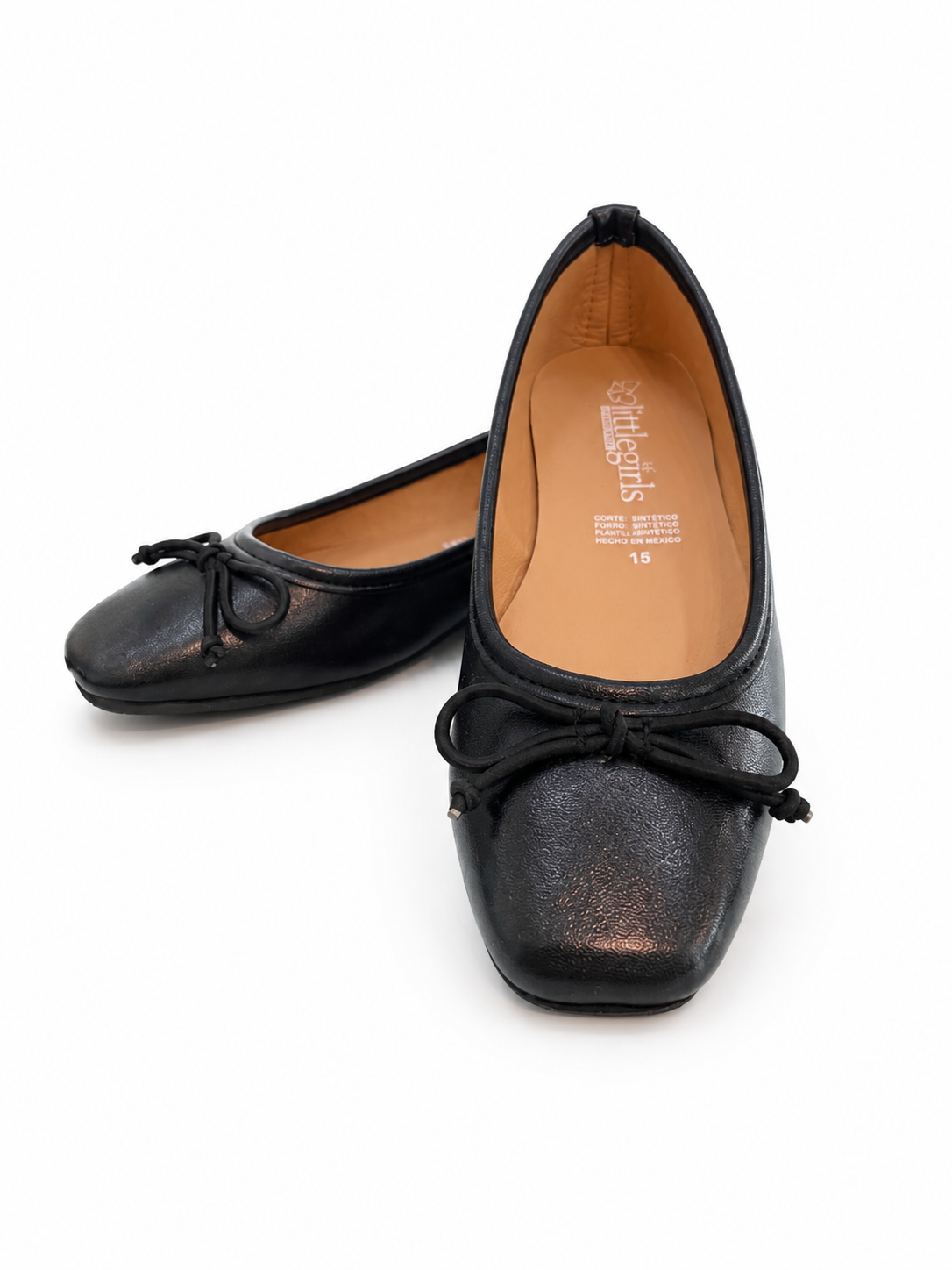 zapato negro punta cuadrada para niña
