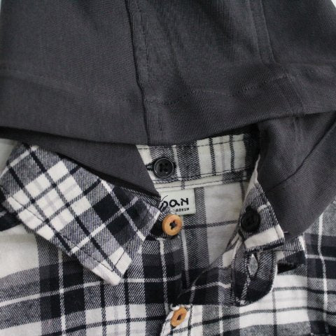 camisa manga larga, franela a cuadros con capucha