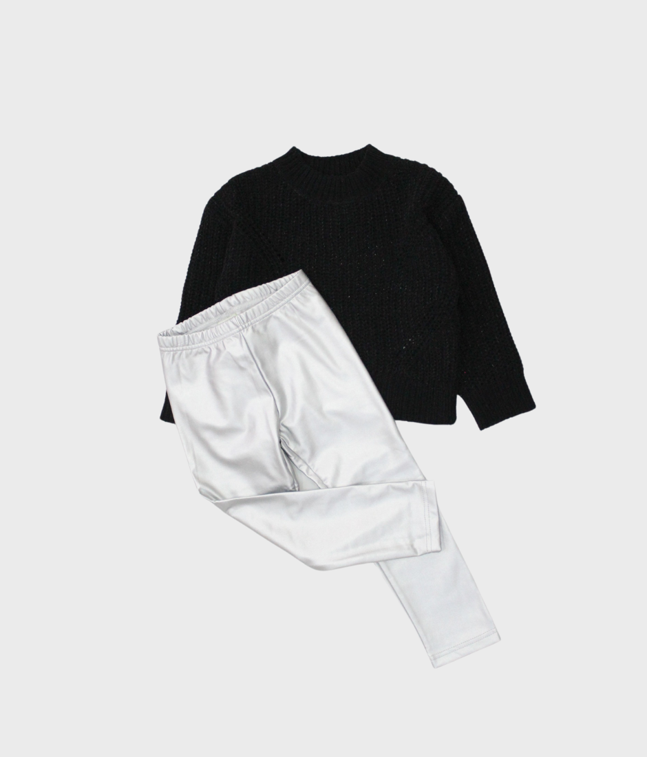 set jersey negro con pantalón polipiel