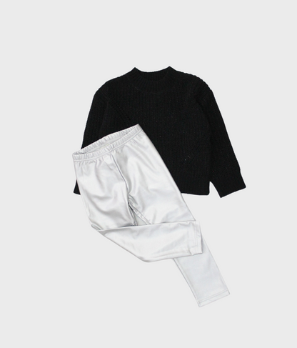 set jersey negro con pantalón polipiel