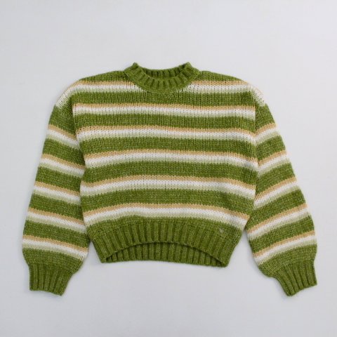 suéter a rayas, tejido tonos verdes ocre