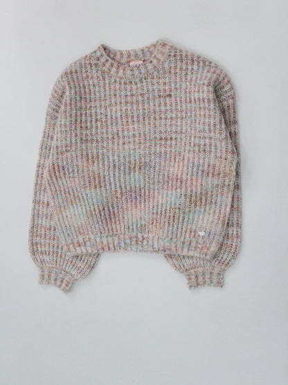 suéter tejido rosa claro