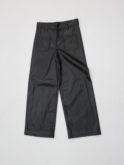 pantalón polipiel color negro