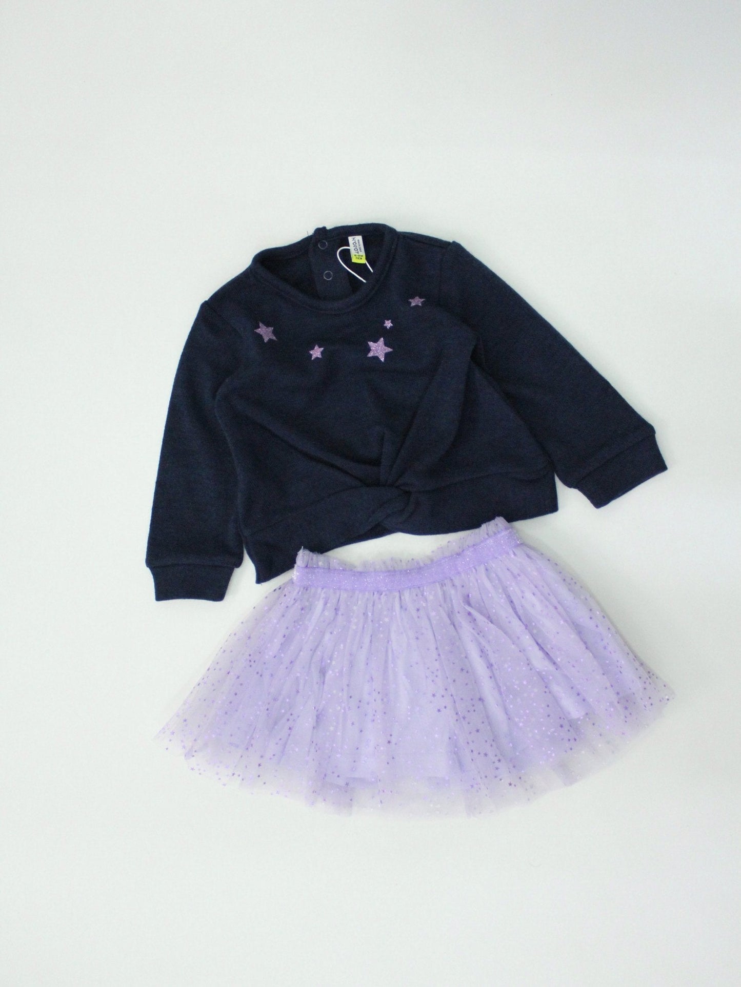 set falda plisada con sudadera color azul