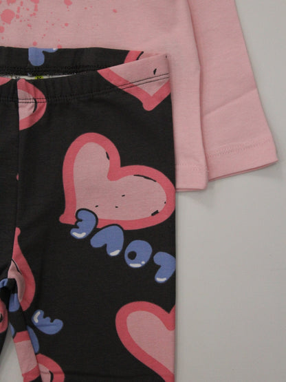 set blusa rosa leggins corazones