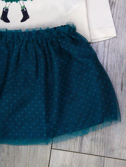 set camiseta con falda de tul color verde