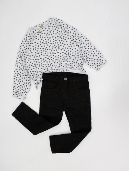 set camiseta con pantalón black denim, para niña