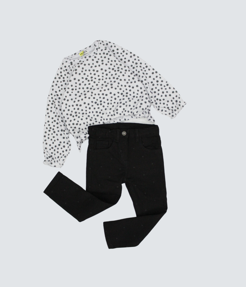 set camiseta con pantalón black denim, para niña